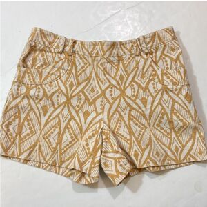 Elevenses Geometric Patterned Tan And Cream Women’s Shorts Size USA 0
